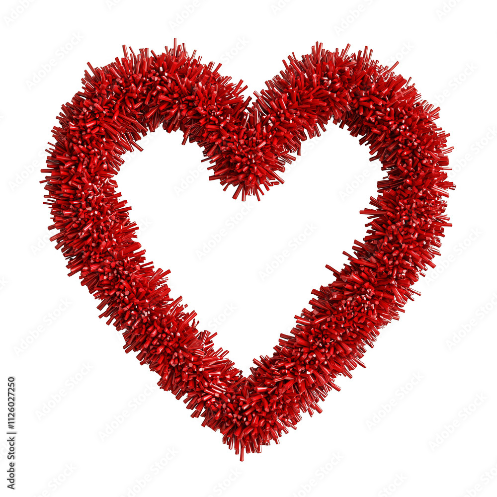 Red Heart Shape Made of Abstract Fur or Spikes Red Heart Shape Made of Abstract Fur or Spikes