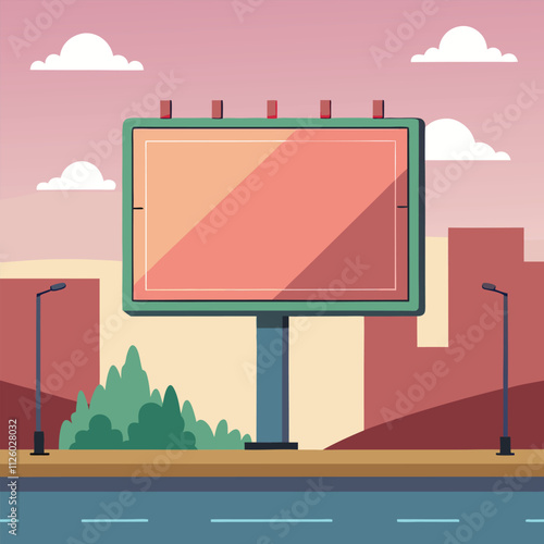 Billboard on Street Wall Blank Advertising Banner Mockup