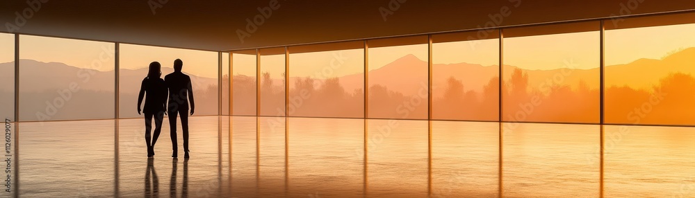 Fototapeta premium Sunset Silhouette by the Tranquil Lake