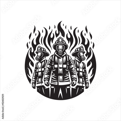 Heroic Fireman ClipArt Design - Firefighter Vector Art