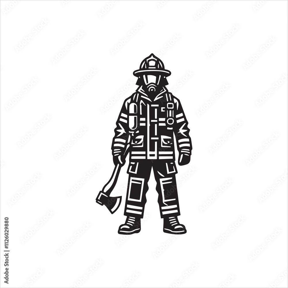 Fototapeta premium Firefighter ClipArt Design - Fireman Vector illustration