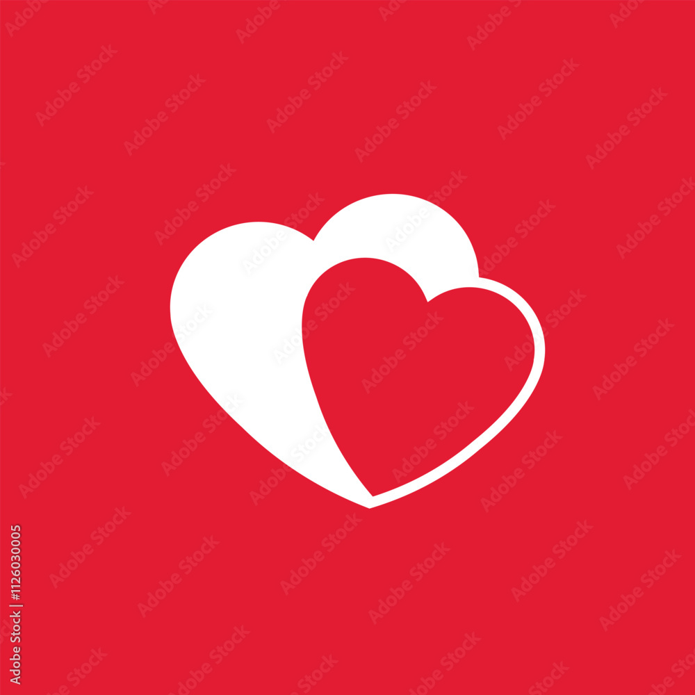 Love hearts concept. Flat illustration of wedding love. romantic love isolated on red background. valentine sign symbol. love icon Love hearts concept. Flat illustration of wedding love. romantic love isolated on red background. valentine sign symbol. love icon
