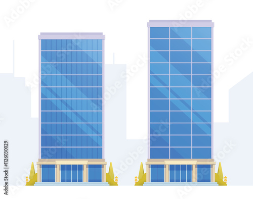 Skyscraper or High-Rise City Building illustration. Vector element modern city illustration. Flat design skyline.