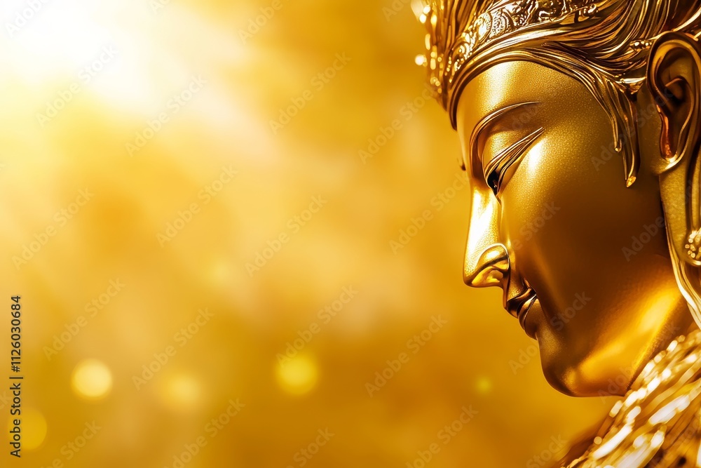 Obraz premium Golden statue of serenity in sunlight