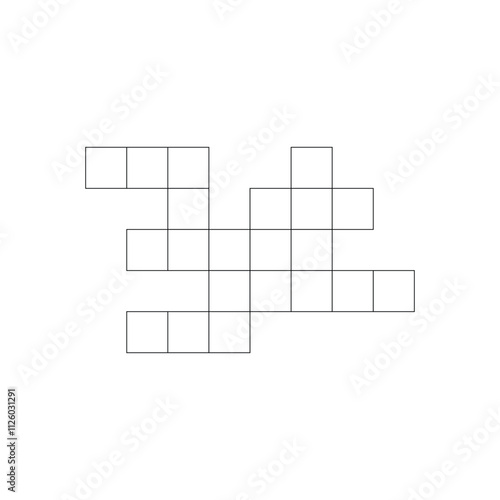 Blank crossword puzzle template. crosswords game. word game for social media, magazine and newspaper. squares empty crossword game