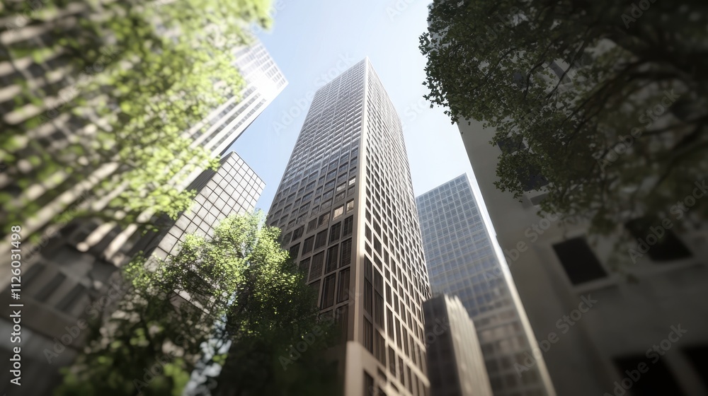 Towering Skyscrapers Surrounded by Lush Greenery Towering Skyscrapers Surrounded by Lush Greenery