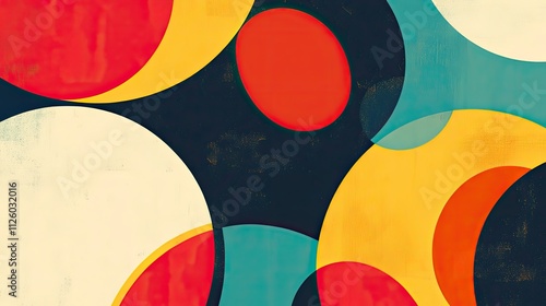 Abstract colorful overlapping circles on dark background.