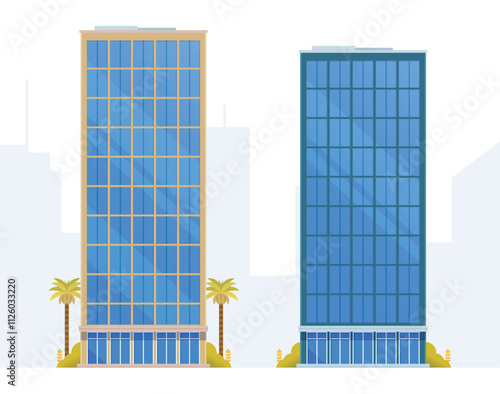 Skyscraper or High-Rise City Building illustration. Vector element modern city illustration. Flat design skyline.