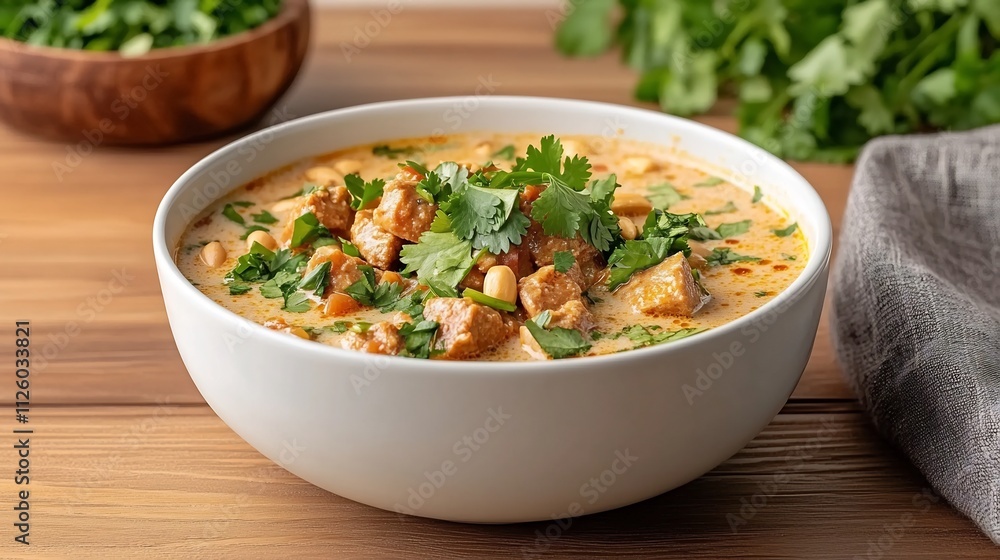 Aromatic Massaman Curry Dish in a Glowing Bowl with Spices and Peanuts Aromatic Massaman Curry Dish in a Glowing Bowl with Spices and Peanuts