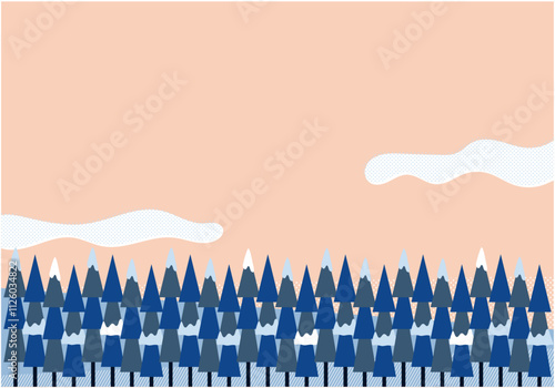 冬の木々と空の背景素材