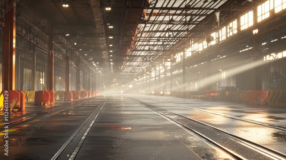 Sunlight Beaming Through an Industrial Warehouse Sunlight Beaming Through an Industrial Warehouse