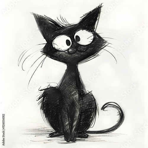 A cute hand drawn black cat