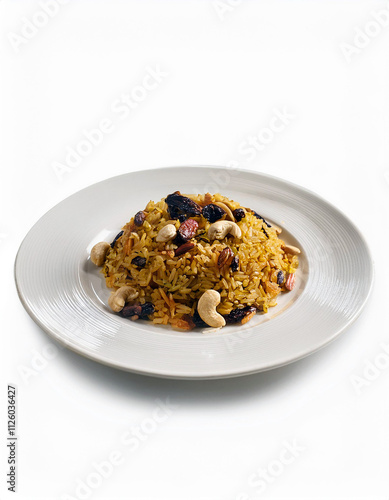 Delicious Rice Dish with Nuts and Raisins Food Photography