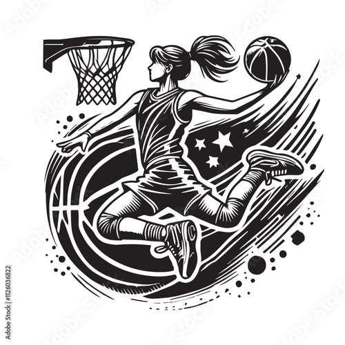 A basketball player is jumping vector design