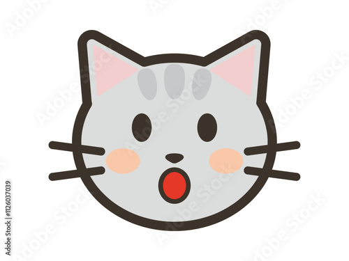 びっくり驚いているかわいいねこちゃんの顔アイコンイラスト