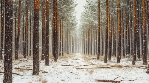 Snowy Pine Forest Path