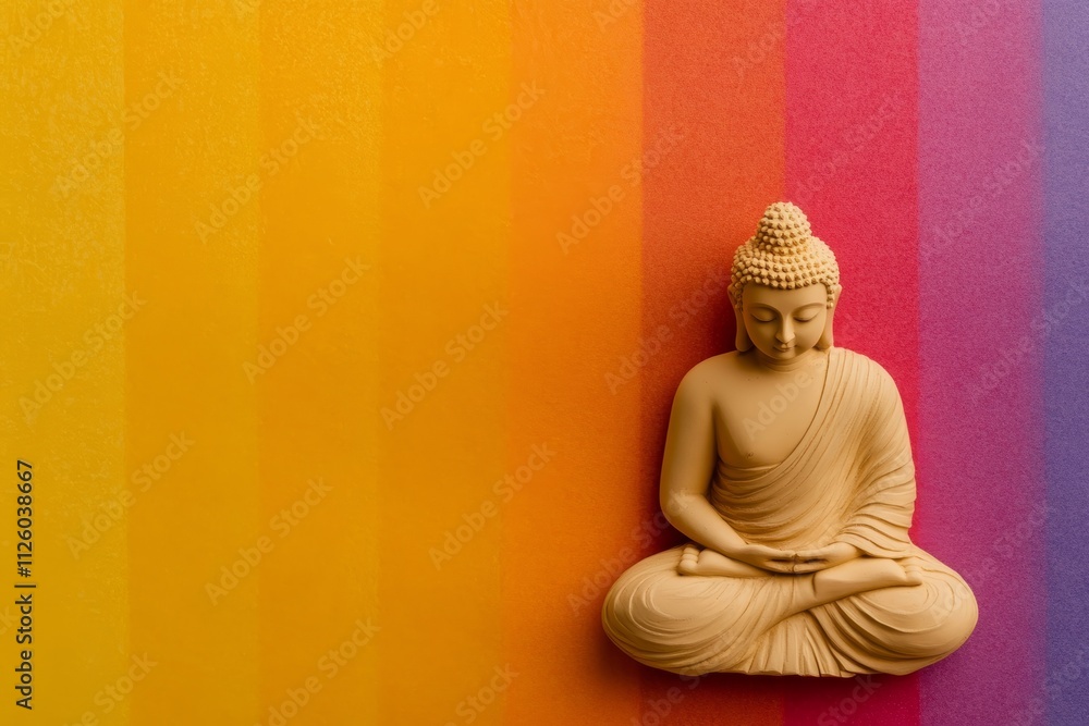 Buddha statue meditation on colorful gradient background reflecting serenity and harmony Buddha statue meditation on colorful gradient background reflecting serenity and harmony