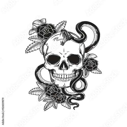 skulls, snakes and roses
