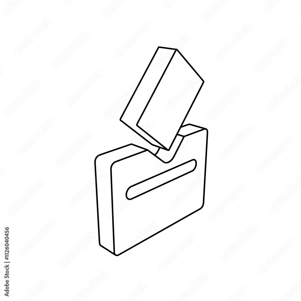 The outline of a large vote symbol is made with black lines. 3D view of the object in perspective. Vector illustration on white background The outline of a large vote symbol is made with black lines. 3D view of the object in perspective. Vector illustration on white background