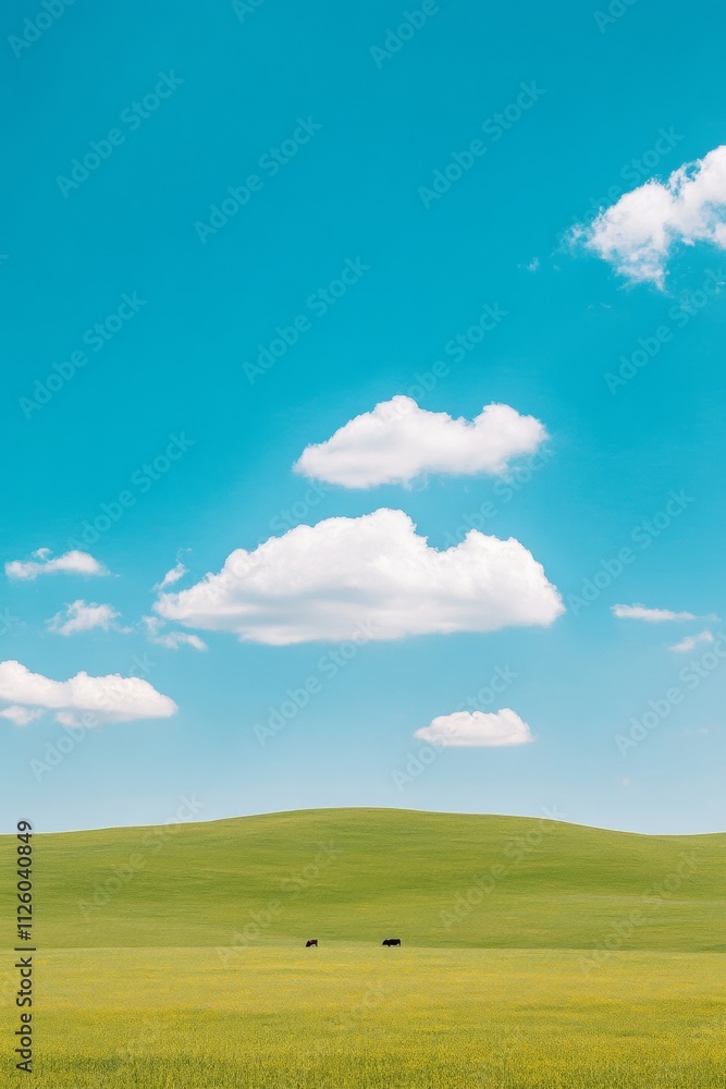 Tranquil Meadow Under Blue Sky Celebrating International Animal Rights Day, Earth Day, and World Environment Day Tranquil Meadow Under Blue Sky Celebrating International Animal Rights Day, Earth Day, and World Environment Day
