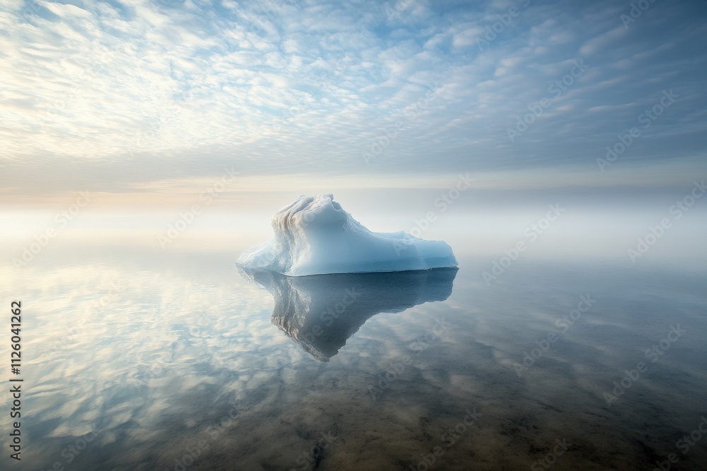 serene iceberg floating in calm waters under a cloudy sky serene iceberg floating in calm waters under a cloudy sky