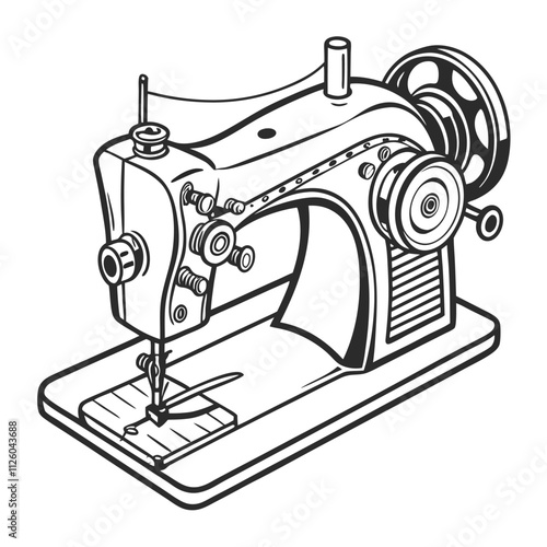 Sewing machine silhouette vector illustration Isolated on White Background