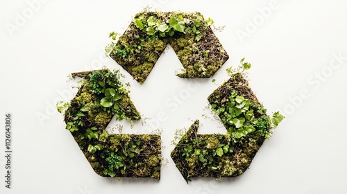 Eco-friendly recycling symbol with plants. photo