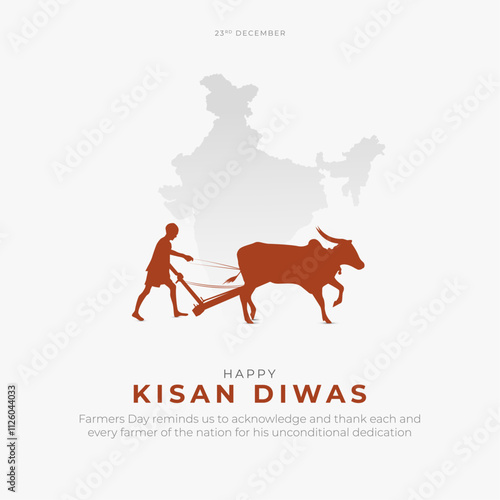Happy National Farmers Day Post and Greeting Card. Farmers Day in India Poster, Kisan Diwas Vector Illustration