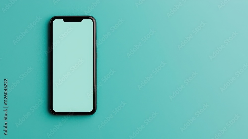 Spam call phone and protection concept. Smartphone with a blank screen on a teal background. Spam call phone and protection concept. Smartphone with a blank screen on a teal background.