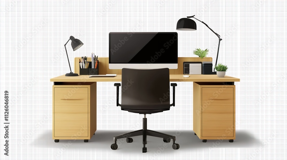 office desk with a computer office desk with a computer