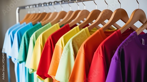 Wallpaper Mural Row of colorful T-Shirts next to each other on a line, rack of clothes fashion branding and design Torontodigital.ca