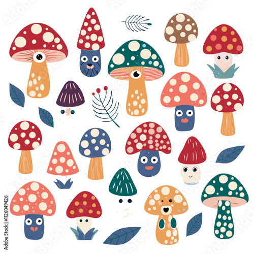 seamless pattern with mushrooms