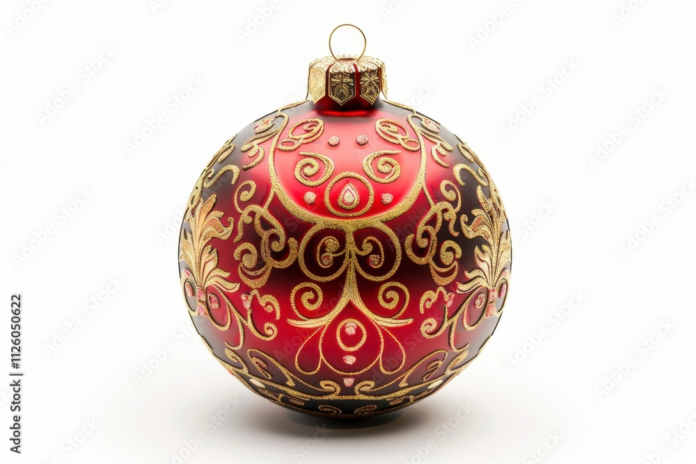 Detailed Chinese New Year red and gold ornament, isolated on white background, traditional and festive Detailed Chinese New Year red and gold ornament, isolated on white background, traditional and festive