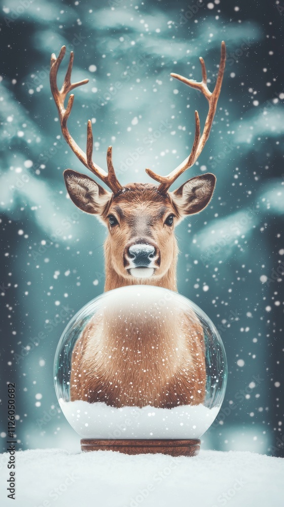 Luminous Snow Globe with Majestic Deer Inside Luminous Snow Globe with Majestic Deer Inside