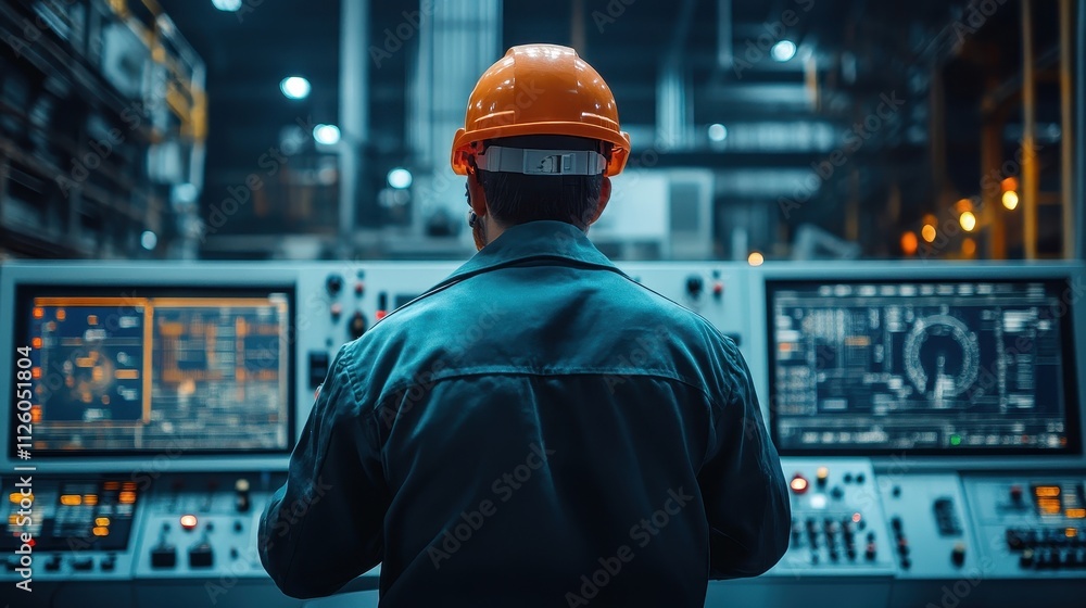 Industrial Worker Monitoring Control Panel in Factory Warehouse Industrial Worker Monitoring Control Panel in Factory Warehouse
