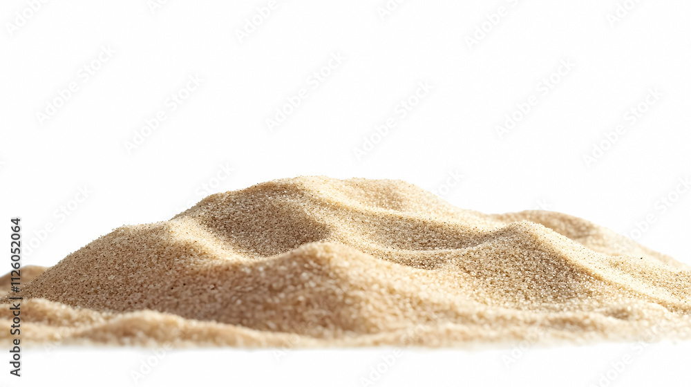 A heap of dry beach sand against a white background. A heap of dry beach sand against a white background.
