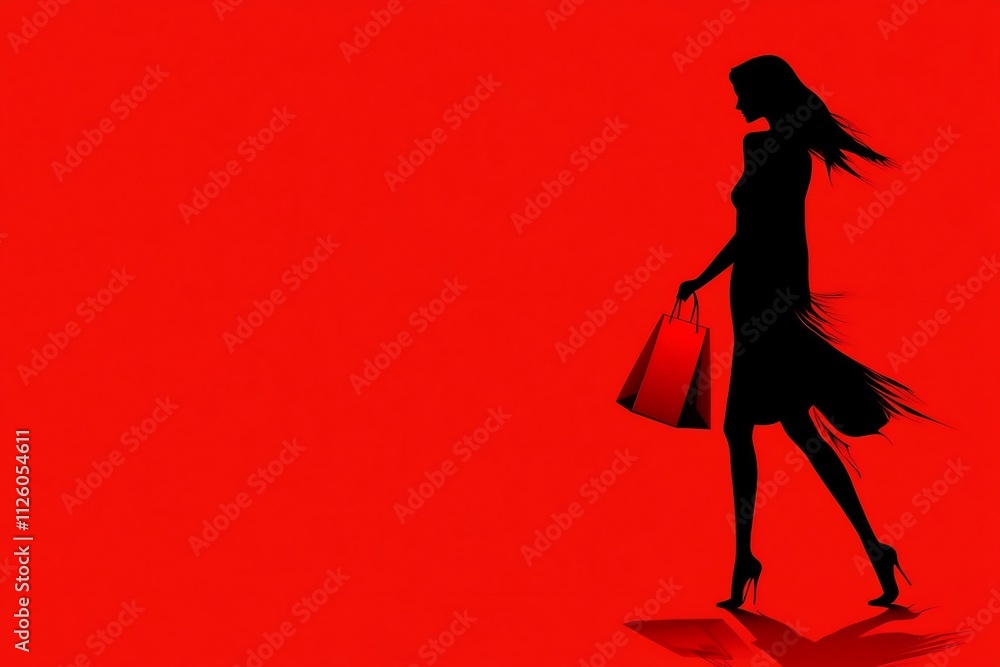 Striking Silhouetted Woman in Flowing Red Dress Exudes Confidence and Elegance Striking Silhouetted Woman in Flowing Red Dress Exudes Confidence and Elegance