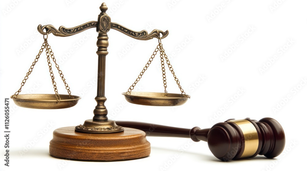 Justice scales and gavel on white background. Justice scales and gavel on white background.