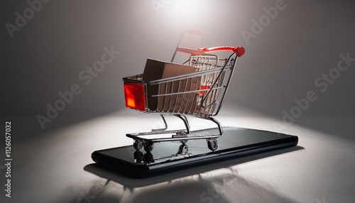 A close-up of a smartphone showing a shopping cart with items ready for purchase. photo