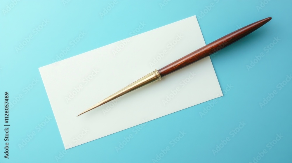 Wooden calligraphy pen on blank card. Wooden calligraphy pen on blank card.