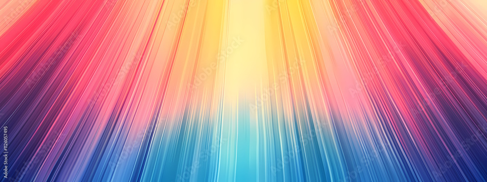 Obraz premium A vibrant burst of colors radiates from the center, showcasing a dynamic blend of pink, yellow, and blue hues, creating an energetic and uplifting mood.