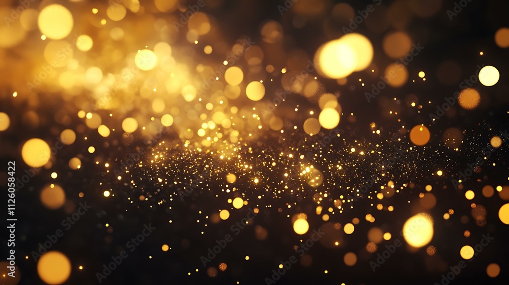 A celebration theme with dazzling golden fireworks and soft glowing bokeh lights, creating a festive mood on a dark backdrop A celebration theme with dazzling golden fireworks and soft glowing bokeh lights, creating a festive mood on a dark backdrop