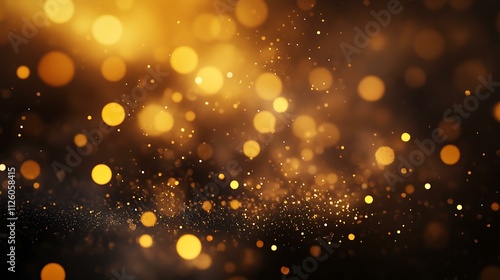 A celebration theme with dazzling golden fireworks and soft glowing bokeh lights, creating a festive mood on a dark backdrop