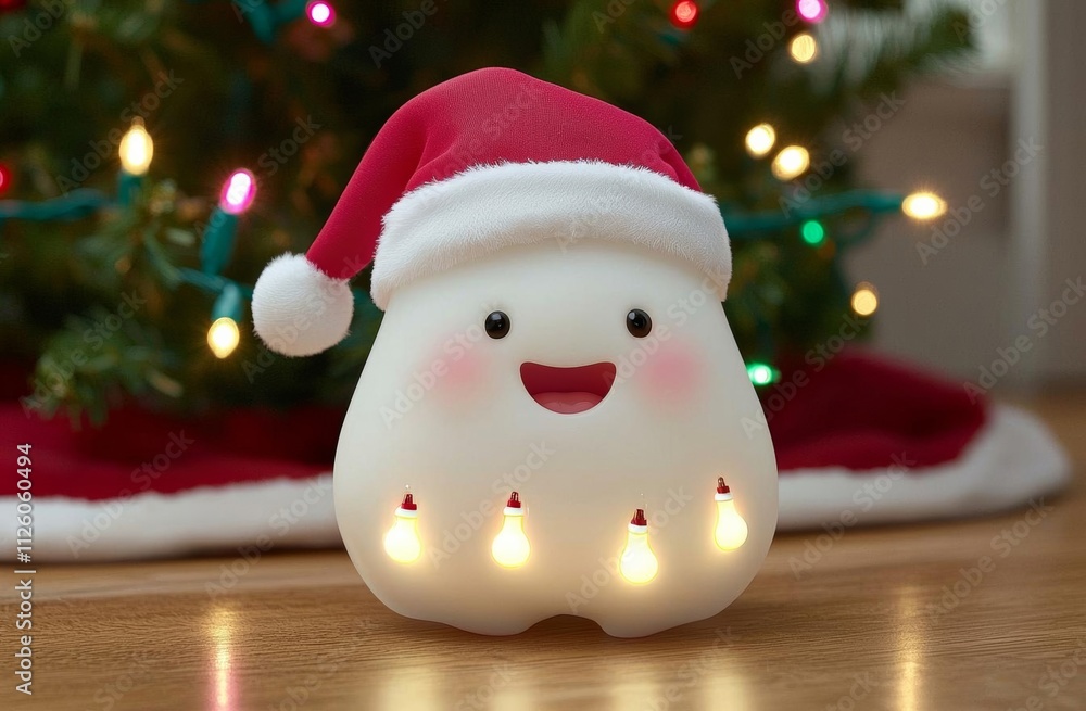 hyper realistic photo of Tooth in Santa Claus hat with light bulbs 2025 on the background of Christmas tree , isolated on white background, , copy space, copy space for text, hyper realistic photo of Tooth in Santa Claus hat with light bulbs 2025 on the background of Christmas tree , isolated on white background, , copy space, copy space for text,