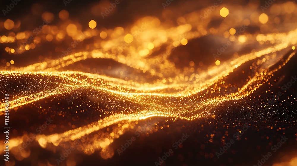 A glowing composition of abstract glitter lights in warm golden tones, creating a festive atmosphere on a deep background A glowing composition of abstract glitter lights in warm golden tones, creating a festive atmosphere on a deep background