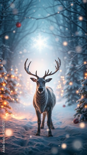 Majestic Reindeer in Winter Wonderland 