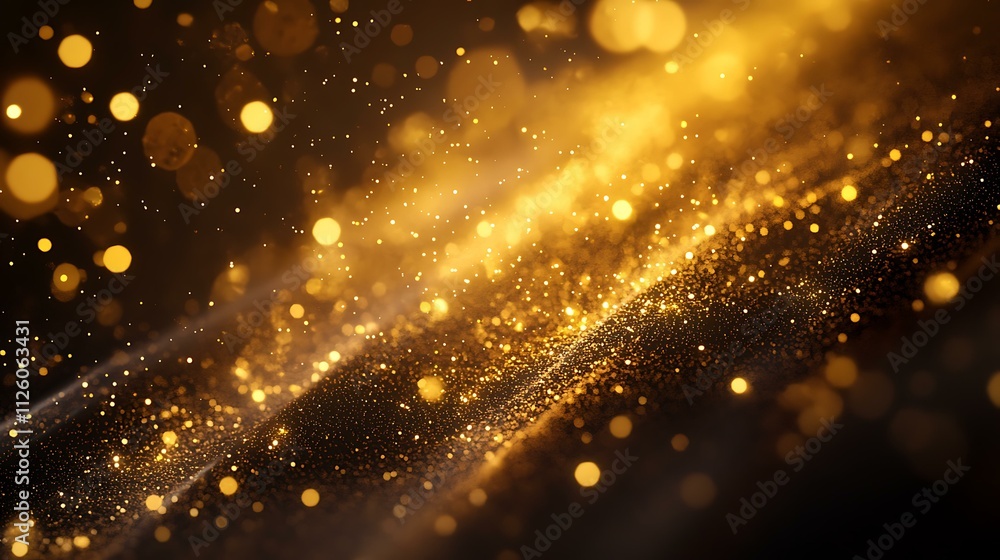 A golden fireworks banner featuring intricate spark patterns and soft glowing bokeh on a dark, luxurious backdrop A golden fireworks banner featuring intricate spark patterns and soft glowing bokeh on a dark, luxurious backdrop
