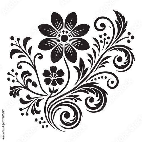 Flower decorative vector elements silhouette