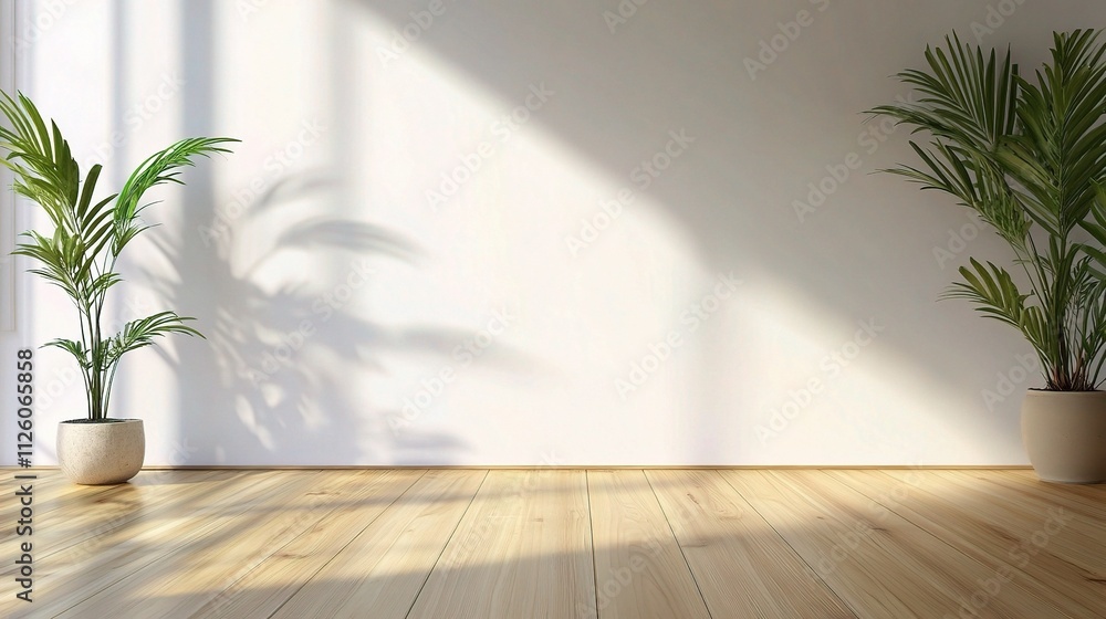 Bright and Modern Workspace with Wooden Desk and Indoor Plants Bright and Modern Workspace with Wooden Desk and Indoor Plants