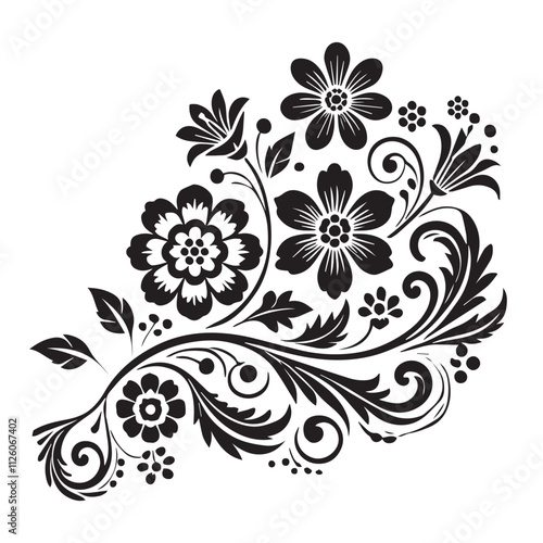 Flower decorative vector elements silhouette